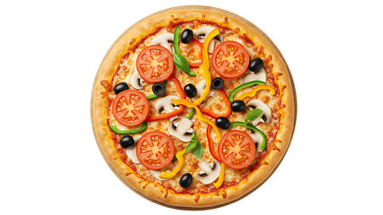 Vegetarian Pizza with Toppings Isolated on Transparent Background