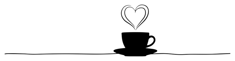 cup with heart shaped steam digital vector silhouette