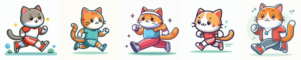 vector of a cat jogging.