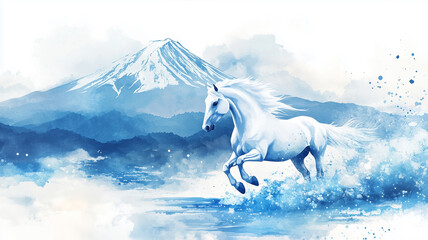 年賀状素材_午年_馬のイラスト