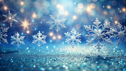 Festive Silver Snowflakes Glimmering on a Sparkling Winter Background, Creating a Magical Holiday Atmosphere
