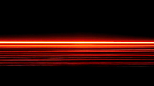 of numerous horizontal lines of intense orange light against stark black background