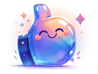 Vibrant gradient thumbs-up icon with sparkling stars and floral accents radiates joyful energy on white background