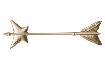 Elegant metallic arrow design with a pointed tip and stylized fletching, ideal for decoration or as a symbol of direction and guidance in art