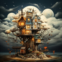 Fantasy Floating Tree House