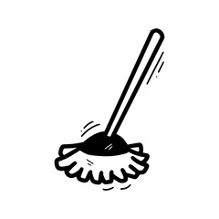 Hand Drawn Mop Illustration. Doodle Vector. Isolated on White Background - EPS 10 Vector