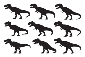 Set of T-Rex Dinosaur Silhouettes – Prehistoric Creature Collection