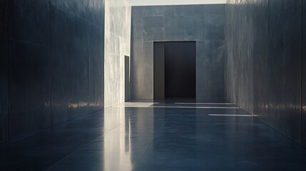 Obraz premium Sunlit Concrete Corridor Interior.