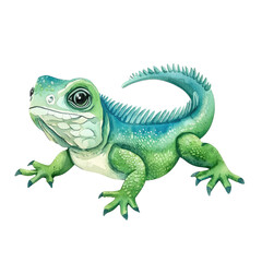 Fototapeta premium Isolated Iguana Illustration with Vibrant Colors on Transparent background for Creative Projects and Nature Themes