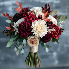 Flower bouquet for bride, burgundy.