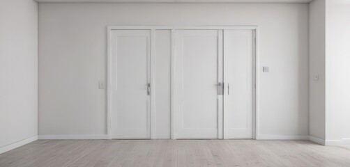 Clean white doors, open and closed, minimalist interior ,  interior,  home