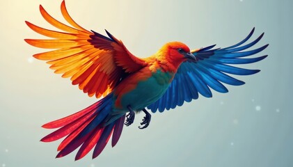 Obraz premium Colorful Bird Wings with Feathers Ruffled in Wind , feathers, wind, colorful