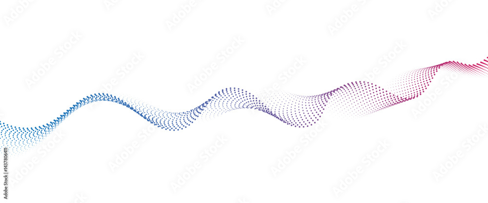 Fototapete Flowing Dot Wave halftone gradient pattern on transparent background	