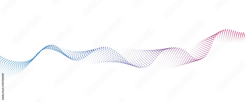 Poster flowing dot wave halftone gradient pattern on transparent background