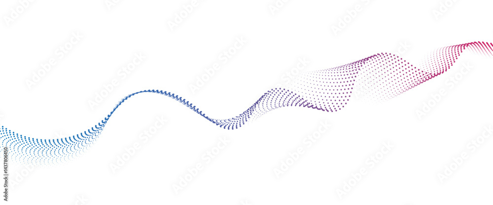 Leinwandbilder flowing dot wave halftone gradient pattern on transparent background