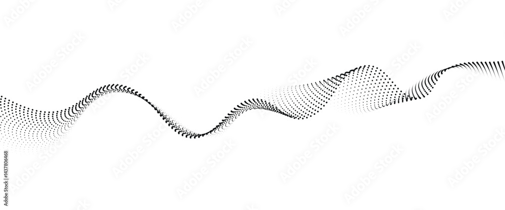 Poster flowing dot wave halftone gradient pattern on transparent background