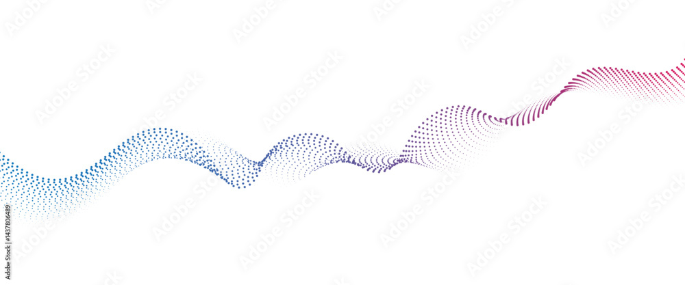 Fototapete Flowing Dot Wave halftone gradient pattern on transparent background	