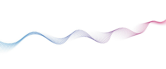 Flowing Dot Wave halftone gradient pattern on transparent background	