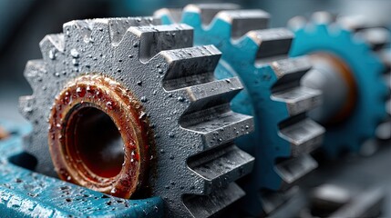 Industrial gears meshing together, showcasing the precision and power of modern machinery