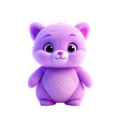 Cute Purple Cartoon Bear, isolated on transparent background.