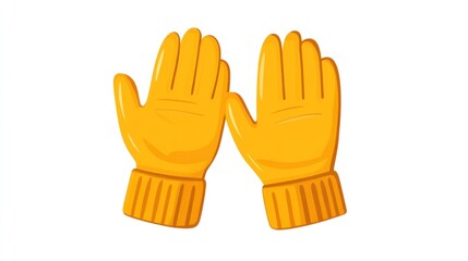 Yellow gloves, winter warmth, isolated background, apparel