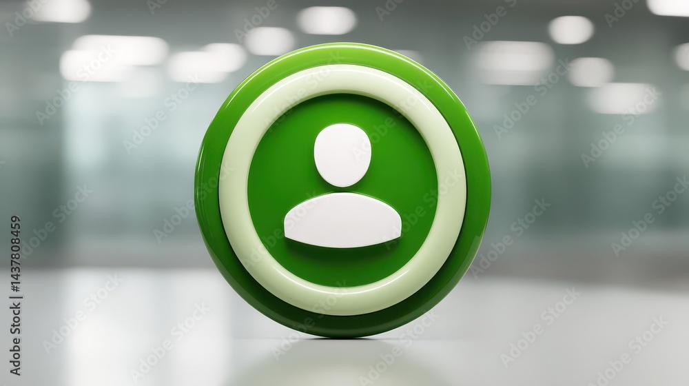 Poster green button with person icon, a modern element for user interaction
