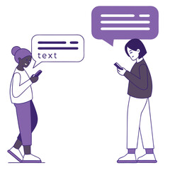 Two Diverse People Texting on Smartphones