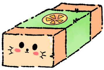 Cartoon eraser clip art, square shape with cute face, using black outline in cartoon style.