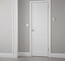 Naklejka premium Modern white interior door, sleek handle Close-up view , room divider, detail, object