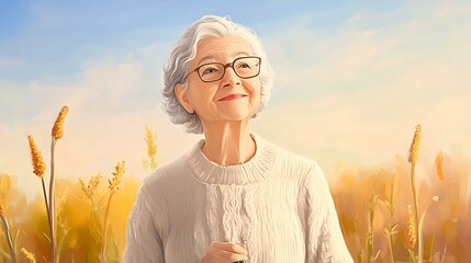 Healthy Aging Vector Collection retired woman harvesting vegetables in backyard garden Senior fitness and mobility education Flat art health visuals for wellness programs