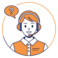 Friendly Customer Service Representative with Question Mark