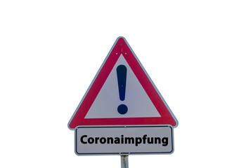 Coronaimpfung Schild freigestellt