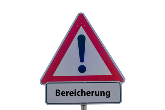 Bereicherung Schild freigestellt