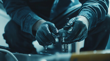 Mechanic Working on a Machine Part