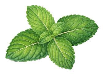 Fresh mint leaf with vibrant green color and detailed texture showing natural veins and serrated edges in close up view