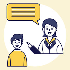 Young Woman Tutoring a Boy Student Explaining a Concept