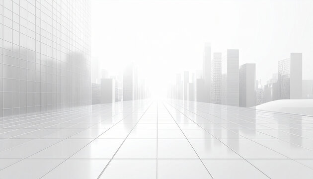 白いワイヤーフレームで描かれた未来都市