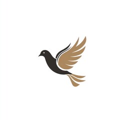 Obraz premium Dove in flight, peaceful sky, hope symbol, logo design