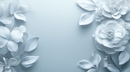 White Flowers with Elegant Floral Frame.