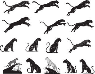 Leopard of animals silhouettes