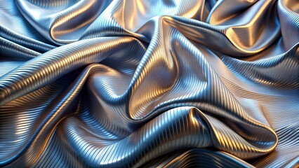 Naklejka premium Abstract Draped Metallic Fabric with Subtle Light and Shadow Variations Showcasing Elegant Texture and Reflective Qualities