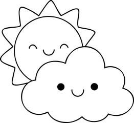 Happy sun and cloud illustration, perfect for cheerful designs and children themes