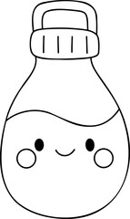 Cute cartoon bottle with smiling face and rosy cheeks, perfect for children illustrations