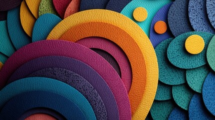 Paper cutout geometric design in vivid colors, layered to create a bold, modern artistic effect suitable for creative branding and graphic projects.