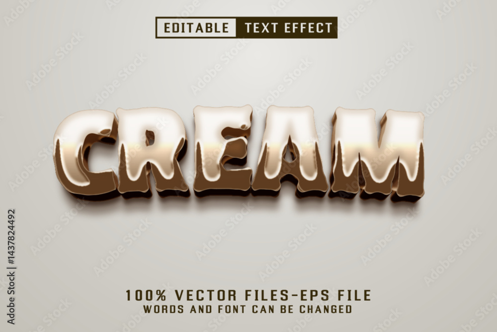 Poster cream 3d text - editable text effect