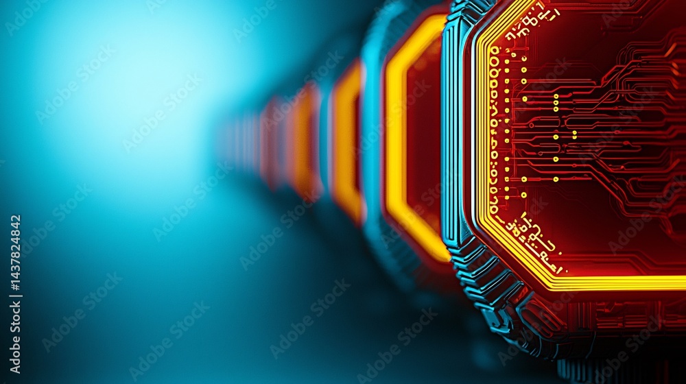 Poster futuristic circuit board array