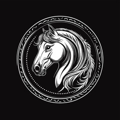 Black and white horse head emblem