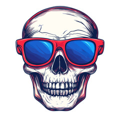 Cool skull wearing red sunglasses