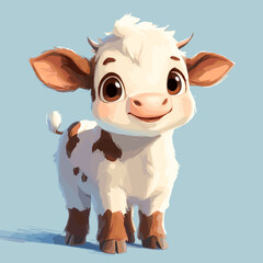 Adorable calf standing on a light background