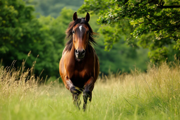 Fototapeta premium Horse Galloping in a Field